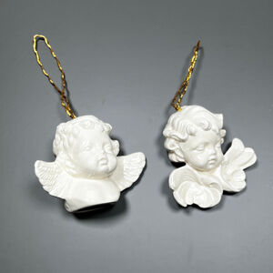 vintage Holiday Angel Cherubs Ornaments White Gold